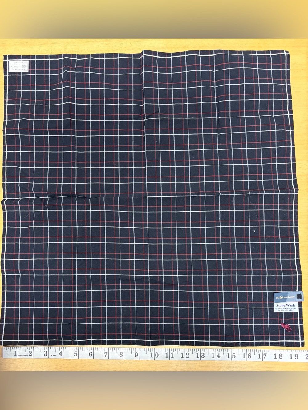 New Ralph Lauren handkerchief neckerchief Navy with Red White Windowpane unisex